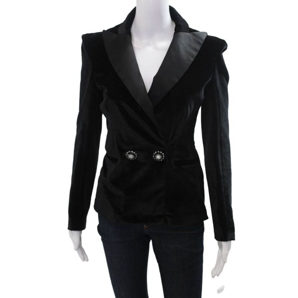 Faith Connexion Women Collared Black Blazer Button Size S